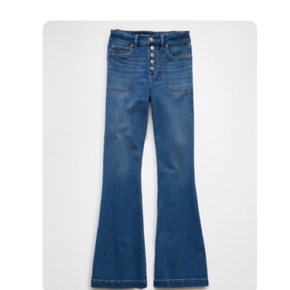 American Eagle Outfitters Next Level High-Rise Button-Fly Flare Jeans